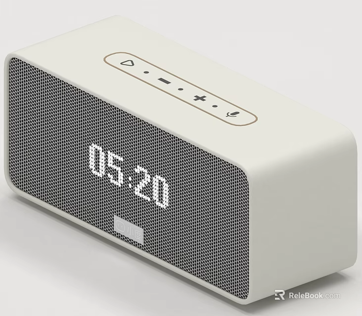 Smart Speaker With Digital Clock Display White Modern Compact Design 3d model 