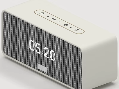 Smart Speaker With Digital Clock Display White Modern Compact Design 3d model