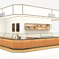 Modern Wooden Display Shelves With Glass Showcase In Deli Cold Dish Area