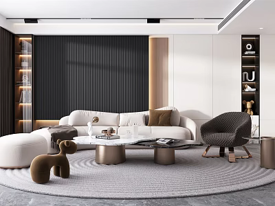 Modern Living Room Interior With Sofa Coffee Table Rug And Decorative Accents 3d model