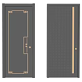 Modern Flush Door Design With Gold Accent Frames And Grid Panel Patterns 3d model