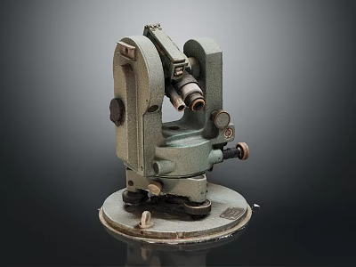 Vintage Surveying Instrument With Green Metal Structure And Base Stand Design 3d model