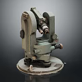 Vintage Surveying Instrument With Green Metal Structure And Base Stand Design