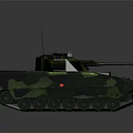 Modern Military Tank Featuring Blue Camouflage Turret Tracks Antenna And Armor Design
