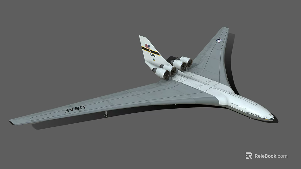 USAF Military Aircraft Featuring Large Wings Four Engines And Tail Emblem 3d model 
