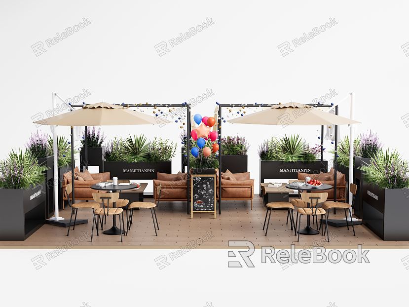 Modern Outdoor Tables and Chairs Cafe Commercial Outdoor Tables and Chairs Plant Flower Beards model