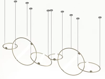 Modern Minimalist Circular Pendant Lights With Hanging Metal Rings For Home Decor 3d model