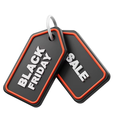 Black Friday Sale Themed Decorative Ornament Set with Red and Black Hanging Tags 3d model Black Friday Sale Themed Decorative Ornament Set with Red and Black Hanging Tags 3d model