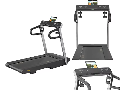 Modern Treadmill Fitness Equipment With Digital Display And Handrails 3d model