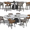 Modern Dining Table and Chair Combination Long Table 3d model
