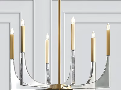Modern Elegant Chandelier With Golden Candle Arms And Transparent Glass Shades For Interior Decor 3d model