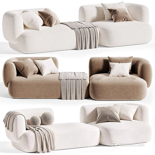 Modern Soft Fabric Modular Multi Person Curved Sofa Set For Cozy Stylish Living Room Decor 3d model 