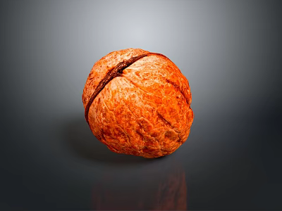 Walnut Tree Fresh Fruit Close Up View With Natural Texture Isolated On Dark Background 3d model