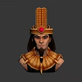 Egyptian Style 3D Game Movie Character With Golden Headdress Red Gemstone And Long Hair