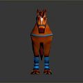 Orange Horse With Blue Bridle And Leg Wraps 3D Digital Rendering