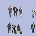 Diverse Group of People of Different Ages Carrying Backpacks and Luggage Walking Outdoors