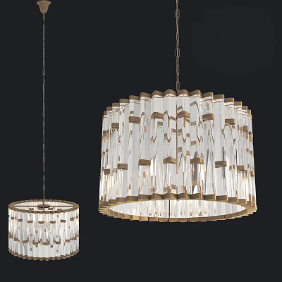 Elegant Modern Chandelier Design With Transparent Glass Columns And Gold Accents 3d model