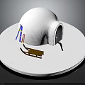 Traditional White Dome Building With Sled And Colorful Stripes On Circular Platform