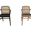 Contemporary Dining Chairs With Woven Backrest Black And Light Wood Frames 3d model