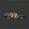 Military Off Road Vehicle With Camouflage Paint Green Canvas Top And Rugged Tires
