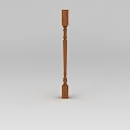 Wooden Column Component With Natural Wood Grain And Structural Design Details