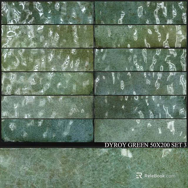 Dyroy Green 50x200 Decorative Wall Tiles Set 3 For Interior Design 3d model 