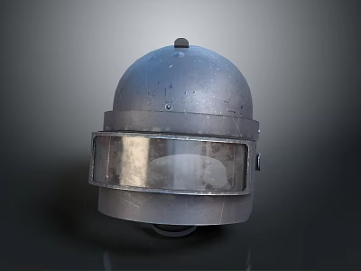 Military Weapon Helmet With Metal Construction And Transparent Face Shield 3d model