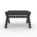Black Stool With Flat Seat And Unique Ball Shaped Legs Design