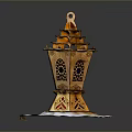 Golden Decorative Furniture With Intricate Carved Patterns And Red Accents On White Base