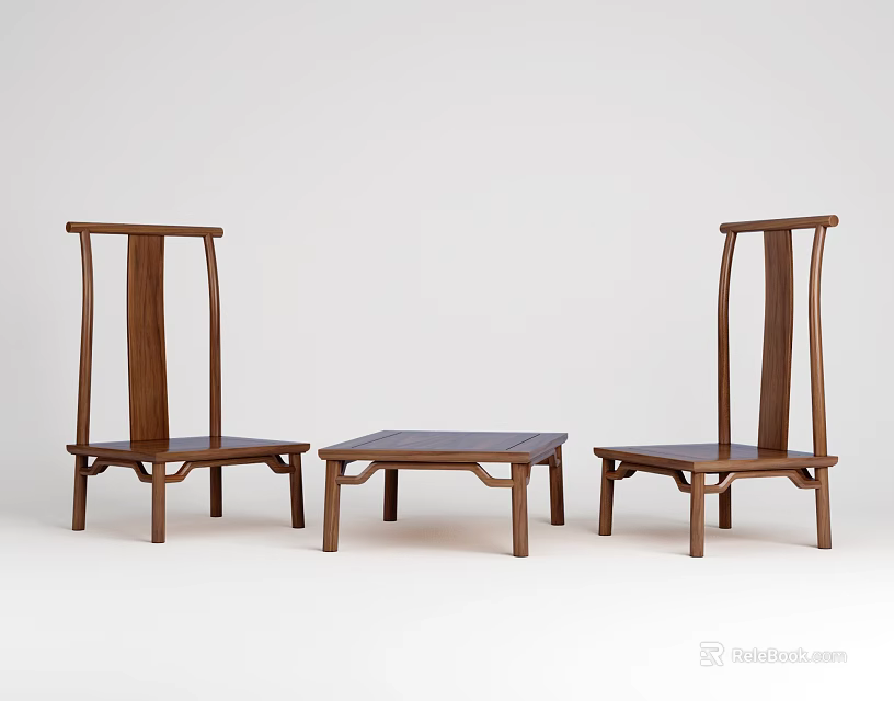Chinese Traditional Wooden Tea Table And Chairs For Elegant Tea Room Decor 3d model 