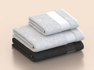 Stacked Towels In Light And Dark Gray Shades 3d model