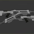 Futuristic Sci Fi Weapons With Silver And Green Accents Advanced Grip And Barrel Design