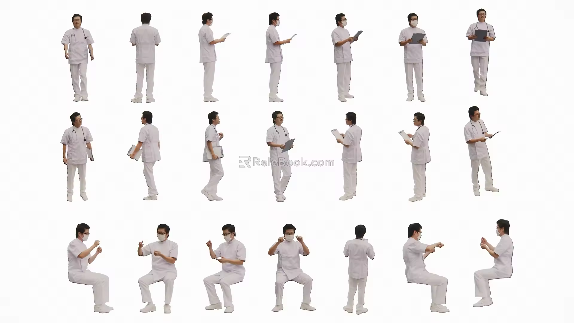 2D Paramedics Characters 3d model