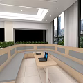 Modern Leisure Area With White Walls Reception Desk And City View Through Large Windows