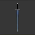 Mythical Sword With Blue Glowing Patterns And Black Hilt 3D Rendering