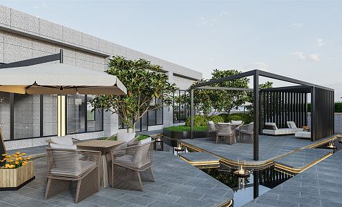 Roof Garden Modern Garden 3d model