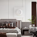 Cozy Modern Bedroom Interior With Soft Bedding Decorative Pillows And Green Plant
