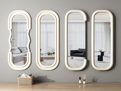 Cream-style Dressed Mirror Floor Mirror Fitting Mirror Hanging Mirror Full-body Mirror Bathroom Mirror Bathroom Mirror 3d model