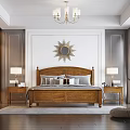 Modern Bedroom Interior Featuring Wooden Bed Decorative Mirror Bedside Tables And Table Lamps