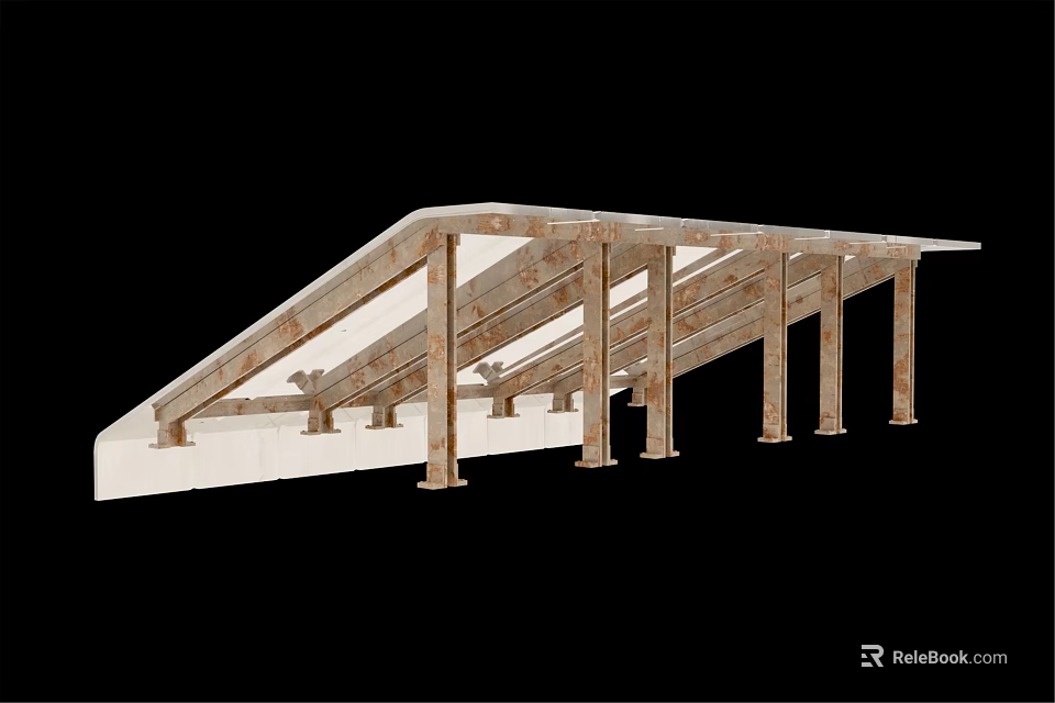 Industrial Equipment Heavy Duty Metal Support Structure With Sloped Beams And Stable Base 3d model 