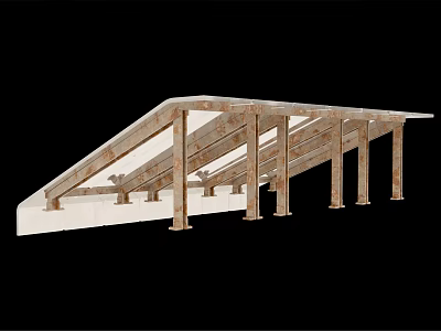 Industrial Equipment Heavy Duty Metal Support Structure With Sloped Beams And Stable Base 3d model
