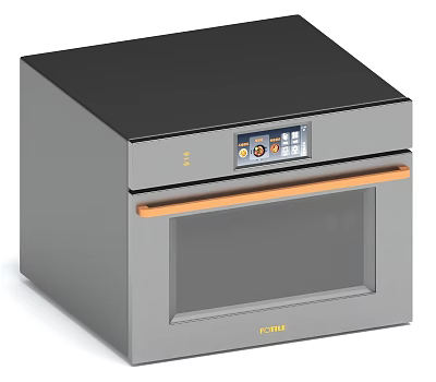 FOTILE Modern Kitchen Microwave Oven With Digital Display And Orange Trim 3d model