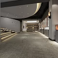 Modern Exhibition Space With Curved White Walls Teapots On Display Shelves And Wooden Accents