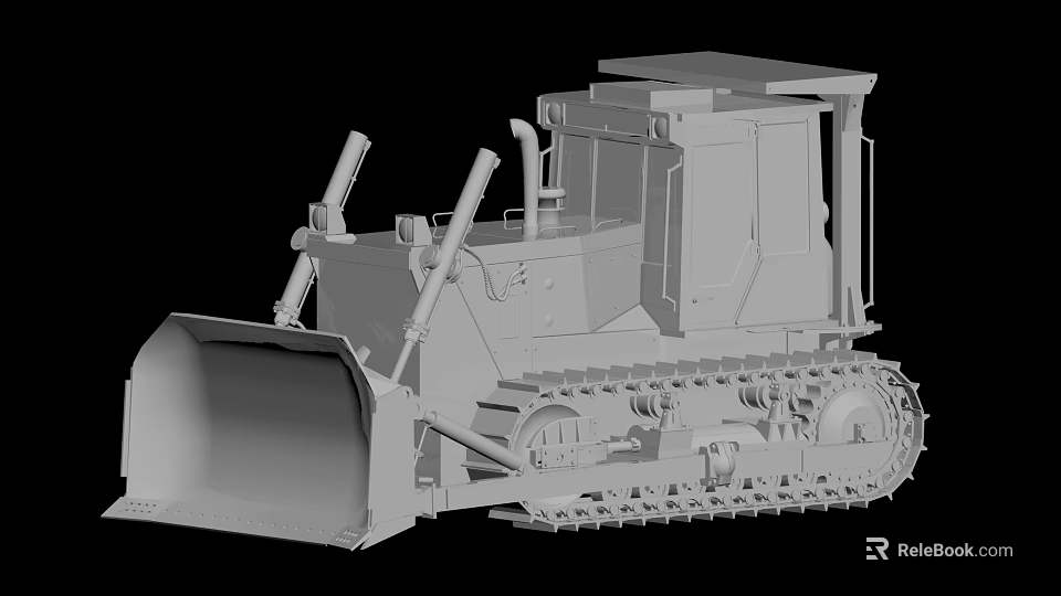 Functional Vehicle Tracked Design Large Front Blade Operator Cabin For Construction Work 3d model 