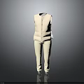 Beige Sleeveless Vest And Straight Pants Casual Comfortable Outfit For Daily Wear