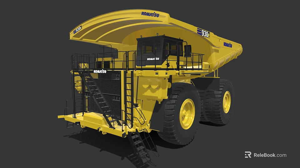 Komatsu 60A Large Yellow Mining Dump Truck With Heavy Duty Tires 3d model 