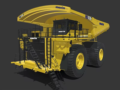 Komatsu 60A Large Yellow Mining Dump Truck With Heavy Duty Tires 3d model
