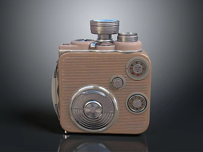 Vintage Digital Camera With Brown Textured Body Silver Lens Knobs And Retro Design Elements 3d model