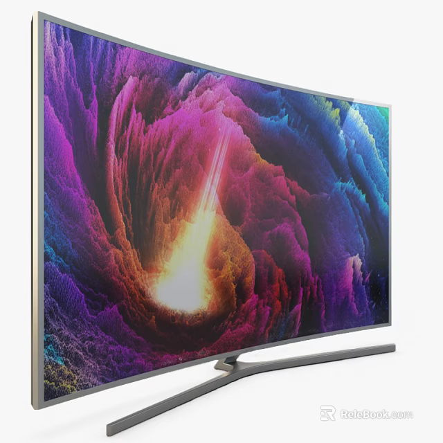 Ultra Slim Curved Screen Television With High Definition Display Vibrant Colors And Modern Stand 3d model 