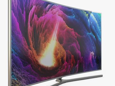 Ultra Slim Curved Screen Television With High Definition Display Vibrant Colors And Modern Stand 3d model